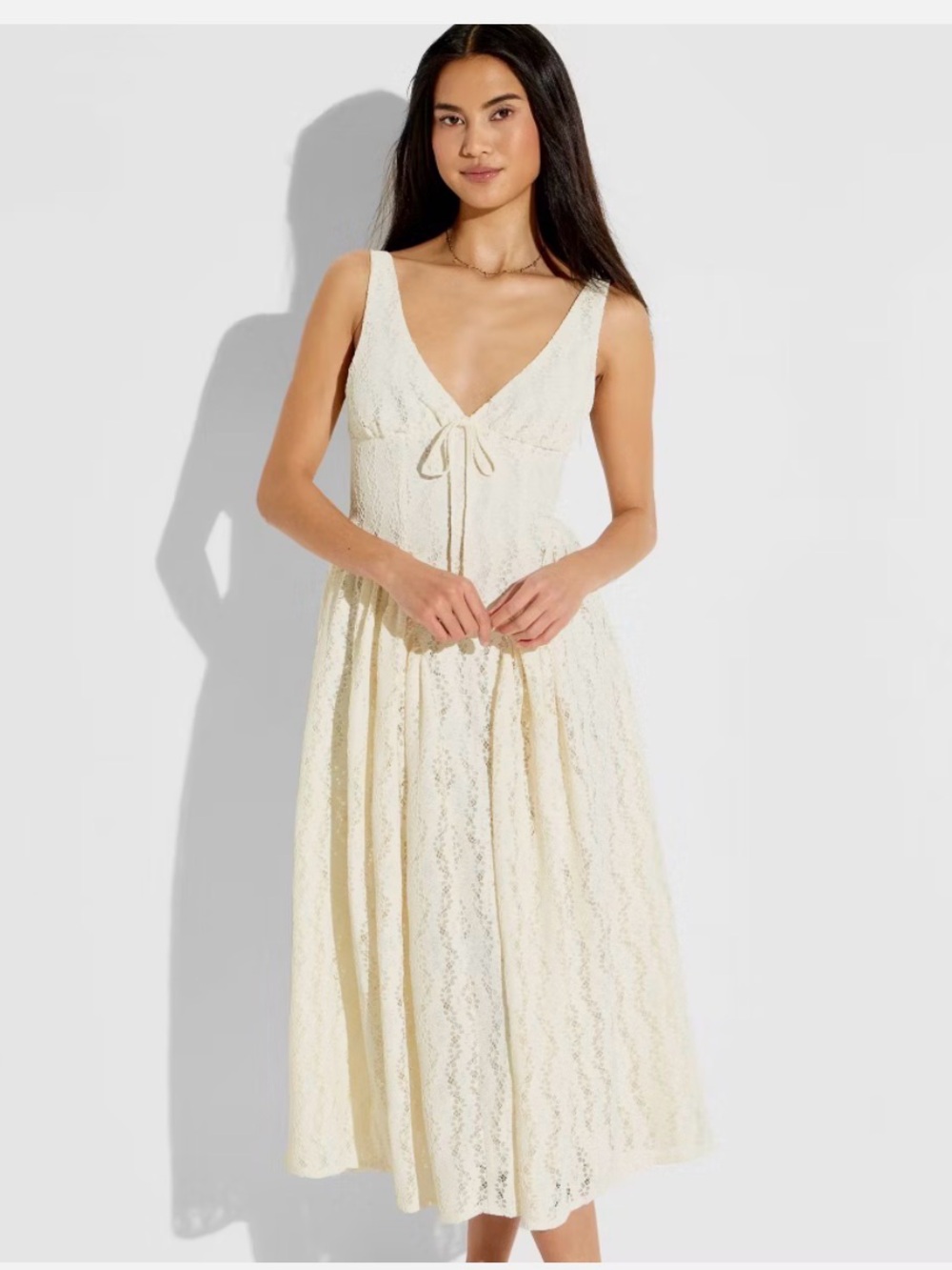 Women's Midi Lace Basque Empire Waist Dress - Wild Fable